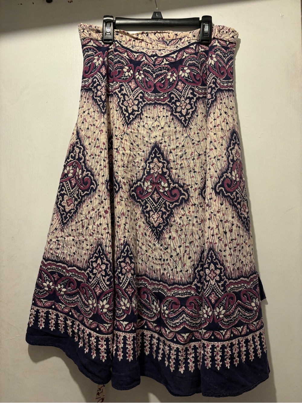 Vintage Cream and Purple A-Line Maxi Skirt